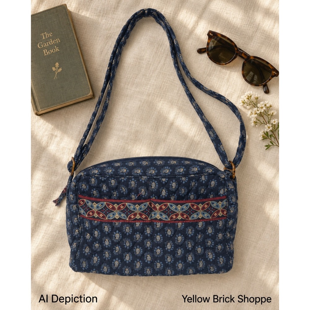 Vintage Vera Bradley Buckle Bag Classic Navy Quilted Crossbody Retired
